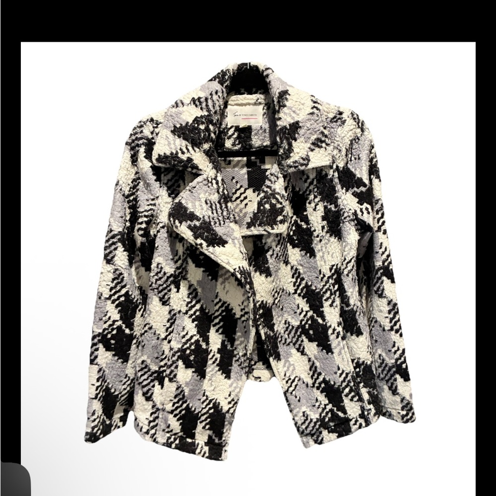 Two by Vince Camuto Textured Black & White Houndstooth Jacket